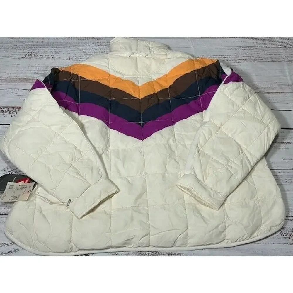 Free‎ People X Hatch Maternity Printed Puffer Jacket Chevron Ivory Size M NWT